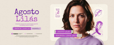 Carrossel Agosto Lilás Capa Campanha Conscientização Social Media PSD Editável